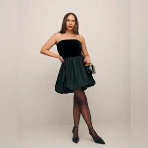 Reformation Black Strapless Mini Dress